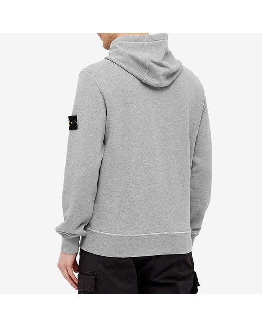 Stone Island Gray Garment Dyed Popover Hoodie Marl' for men