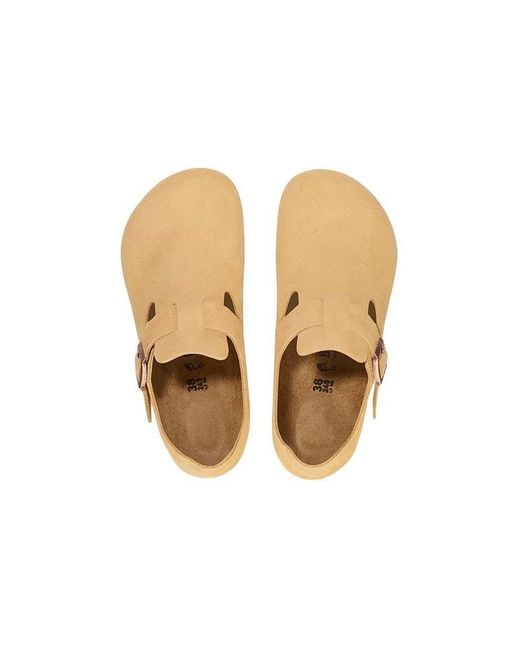Birkenstock Natural London Suede Leather Narrow Fit Shoes 'Latte Cream' for men