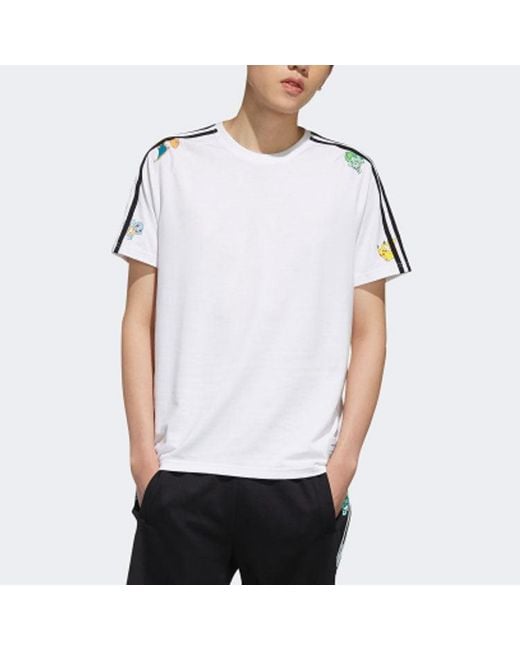 Adidas White Neo X Pokmon Crossover Series Pikachu Printing Short Sleeve for men