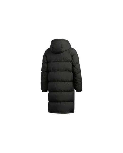 Adidas Black Puffy Long Down Stay Warm Outdoor Sports Hooded Down Jacket for men