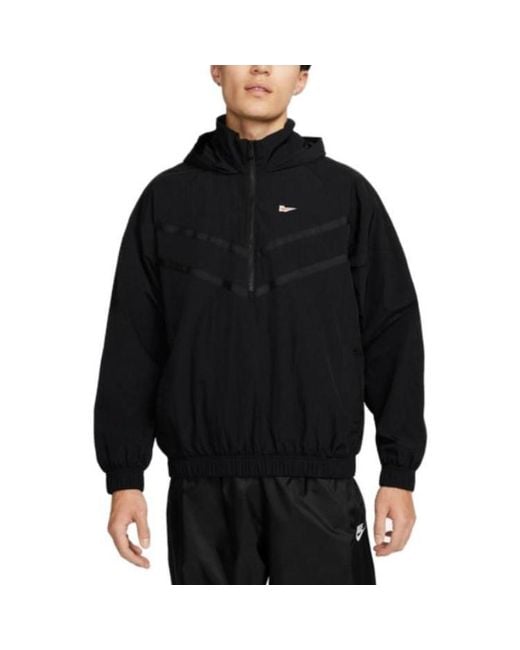 Nike Black Heritage Essentials Half-Zip Overhead Woven Windbreaker Jacket for men