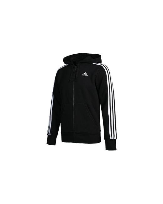 Adidas Black 3-Stripes Fleece Hoodie for men