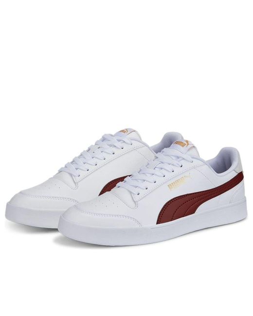 PUMA White Shuffle Trainers Burgundy' for men