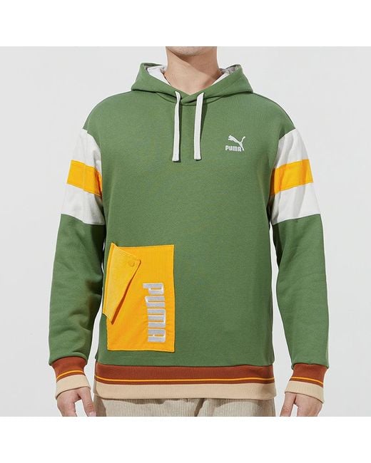 PUMA Green Retro Embroidered Logo Contrasting Colors Sports Dark for men