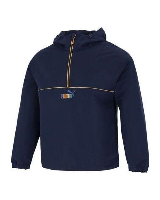 PUMA Blue Logo Half Zip Jacket for men
