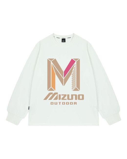Mizuno White Graphic Casual Long Sleeve T-shirt for men
