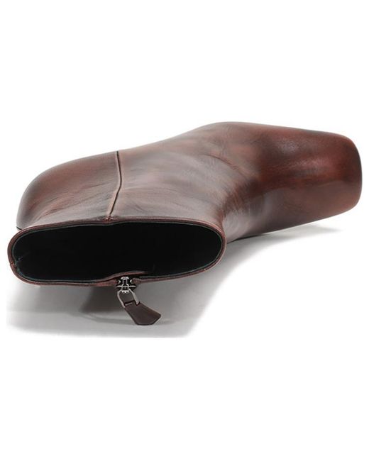 Prada Brown (Wmns) Leather Square Toe Ankle Pumps