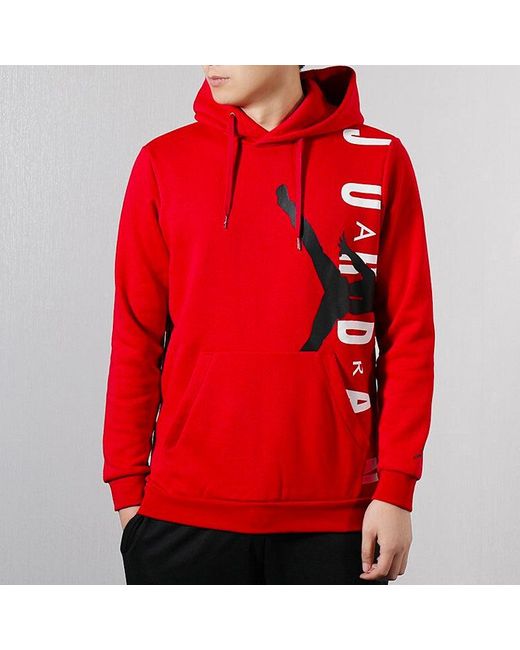 Nike Red Large Logo Fleece Lined Pullover Athleisure Casual Sports Basketball for men