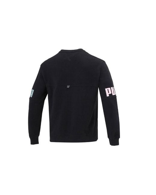 PUMA Blue Casual Round Neck Pullover Printing Long Sleeves for men