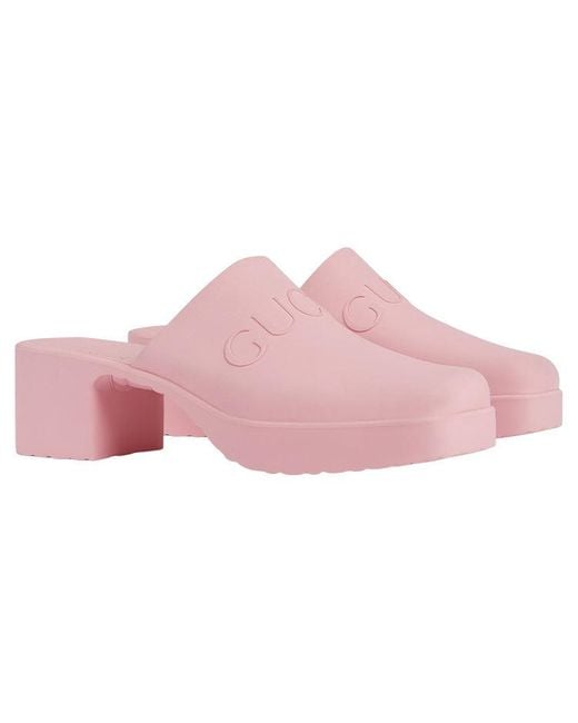 Gucci Pink (Wmns) Logo Rubber Mule