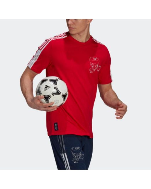Adidas Red Afc Cny Tee Series Arsenal Soccer/Football Sports Printing Round Neck Short Sleeve for men
