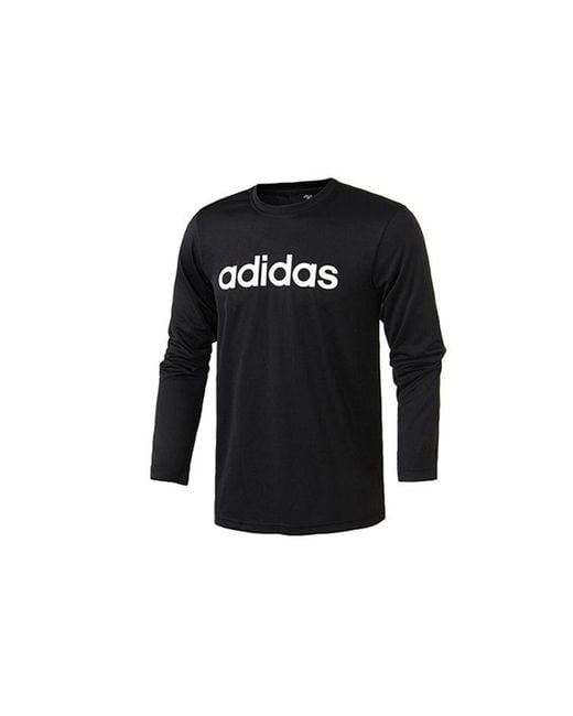 Adidas Black M Logo Ls T Logo Printing Sports Round Neck Long Sleeves for men