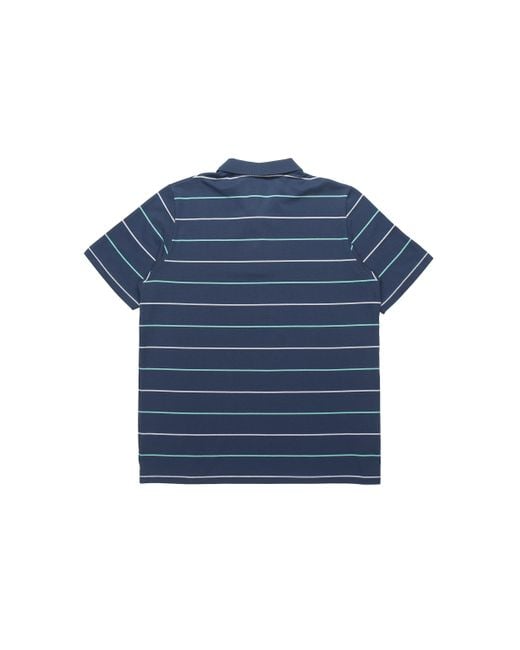 Adidas Blue Striped Logo Print Sports Short Sleeve Polo Shirt for men
