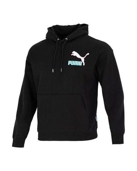PUMA Black Colorblock Fandom Logo Hoodie for men