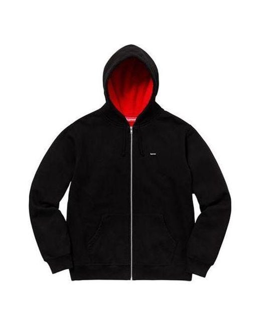 Supreme Black Contrast Zip Up Hooded Sweatshirt for men