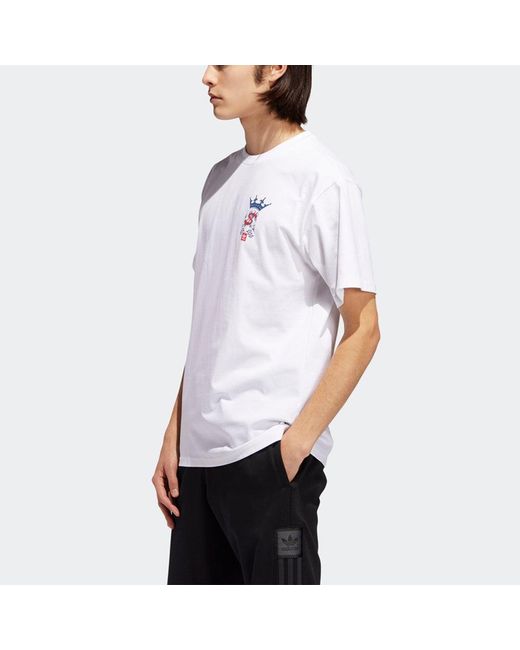 Adidas White Originals Wehaultee Skateboard Printing Sports Round Neck Short Sleeve for men