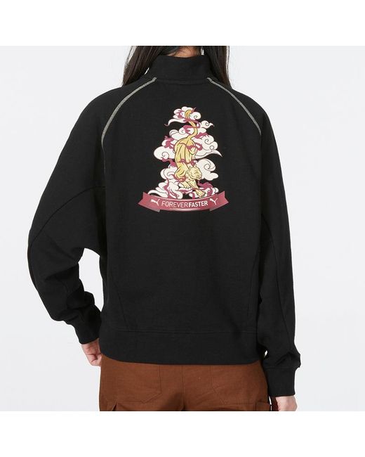 PUMA Black (Wmns) Das Cc Graphic Half-Zip Crew