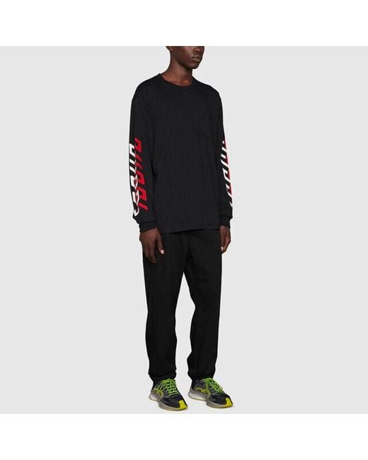 Gucci Black Cotton T-Shirt With Mirror Print for men