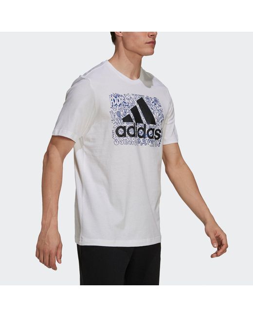 Adidas White M Ddlbmb L T Graffiti Printing Logo Sports Short Sleeve for men