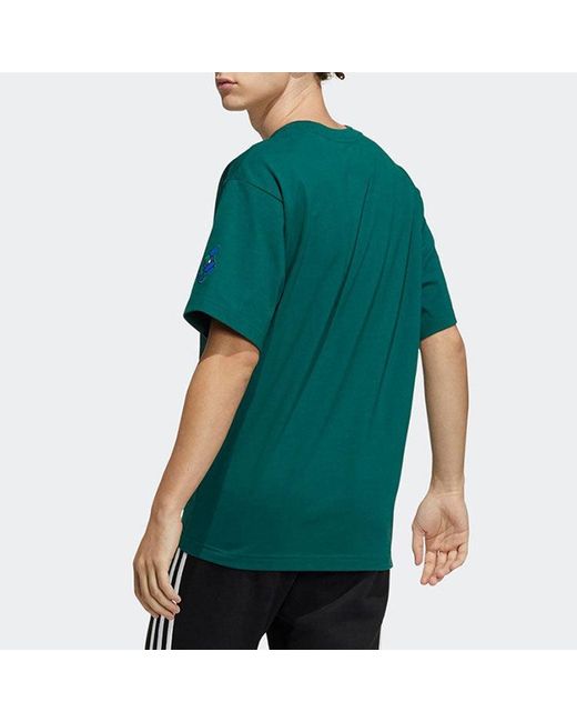 Adidas Green Originals Artist Tee Ss Earth Printing Sports Round Neck Short Sleeve Forest for men