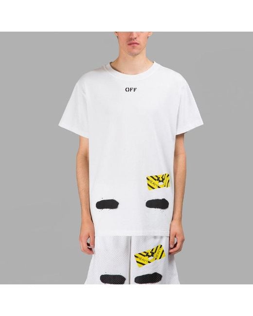Off-White c/o Virgil Abloh White C/O Virgil Abloh Tiger Stripes Splash Ink Printing Short Sleeve T-Shirt for men