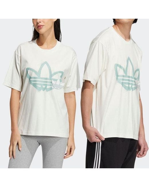 Adidas Multicolor Originals Round Neck Dropped Shoulder Sleeves Large Logo Printing Short Sleeve T-Shirt for men