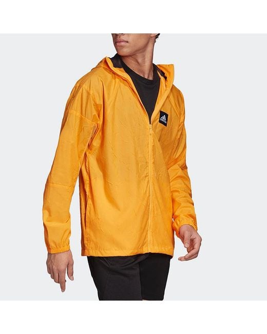 Adidas Orange Wnd Primeblue Jacket for men
