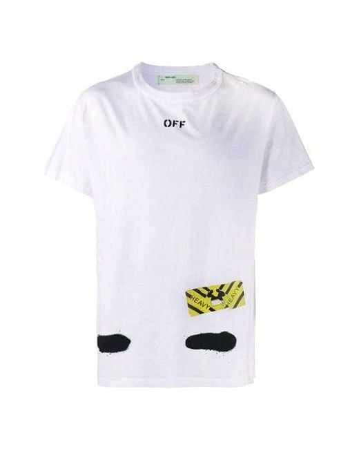 Off-White c/o Virgil Abloh White C/O Virgil Abloh Tiger Stripes Splash Ink Printing Short Sleeve T-Shirt for men
