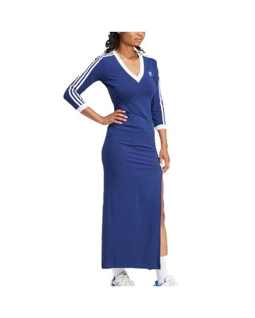 Adidas Blue (Wmns) Originals Adicolor Colro Claic 3-Maxi Srtipe Dress ''