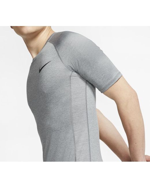Nike Gray Pro Training Tight Short Sleeve for men