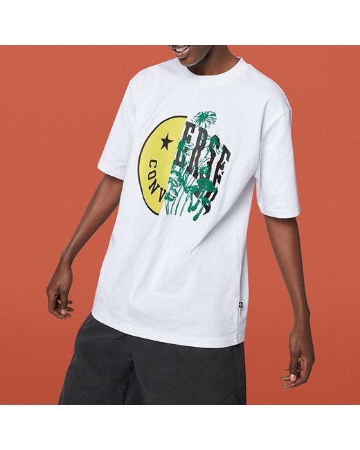 Converse White Smiling Face Printing Breathable Short Sleeve for men