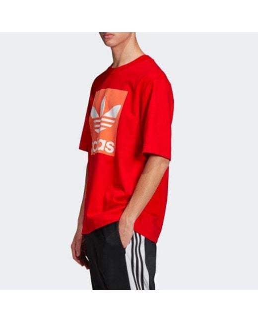 Adidas Red Originals Oversized Tee Round Neck Short Sleeve for men