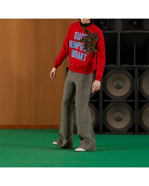 Gucci Red 'Humphrey Bogart' Print Sweatshirt for men
