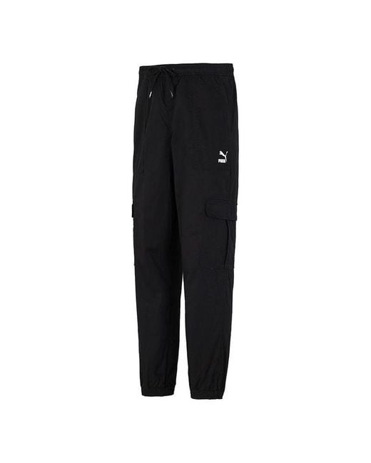 PUMA Black Woven Cargo Bundle Feet Casual Long Pants for men