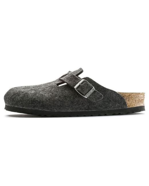 Birkenstock Black Boston Regular 'Wool Felt Anthracite' for men