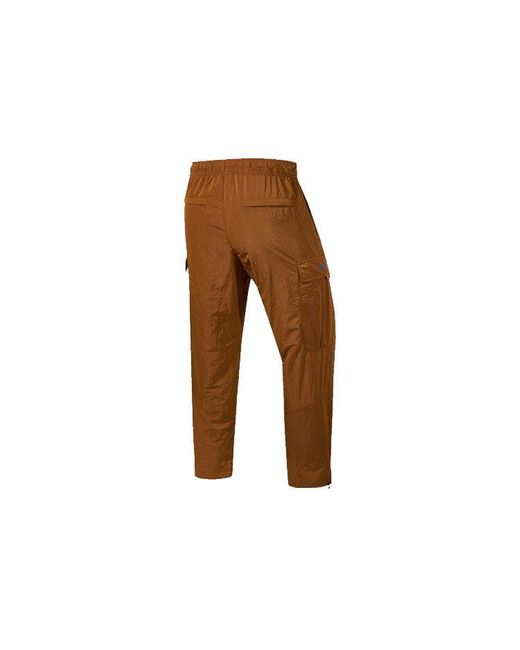 Nike Brown Solid Color Splicing Woven Long Pants/Trousers for men