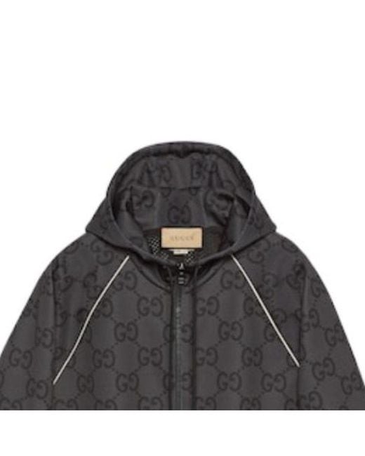 Gucci Gray Jumbo Gg Zip Jacket With Web Dark' for men