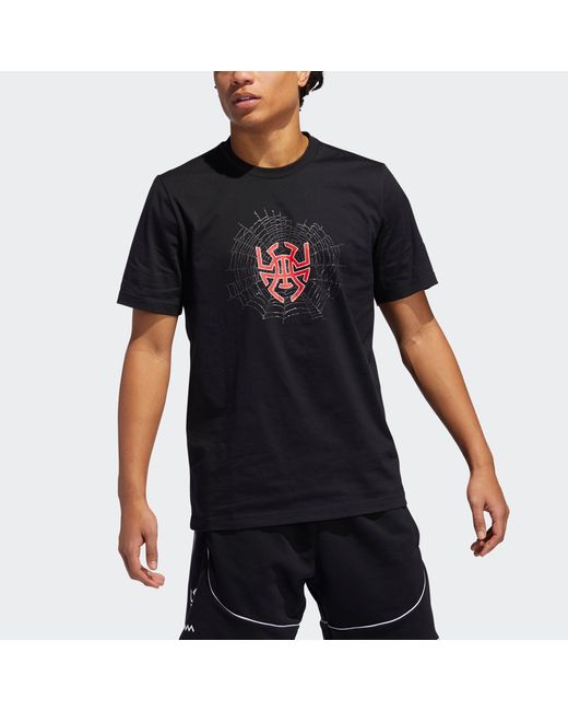 Adidas Black Donovan Logo Basketball Sports Round Neck Short Sleeve for men