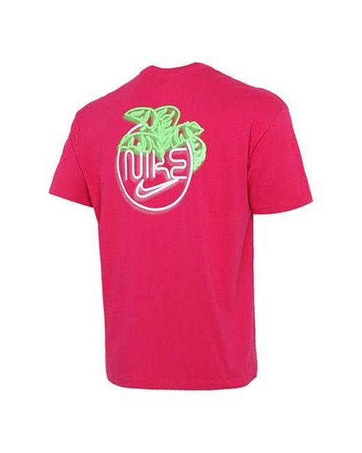 Nike Pink Printing Logo Loose Breathable Sports Short Sleeve for men
