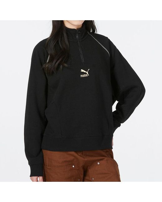 PUMA Black (Wmns) Das Cc Graphic Half-Zip Crew