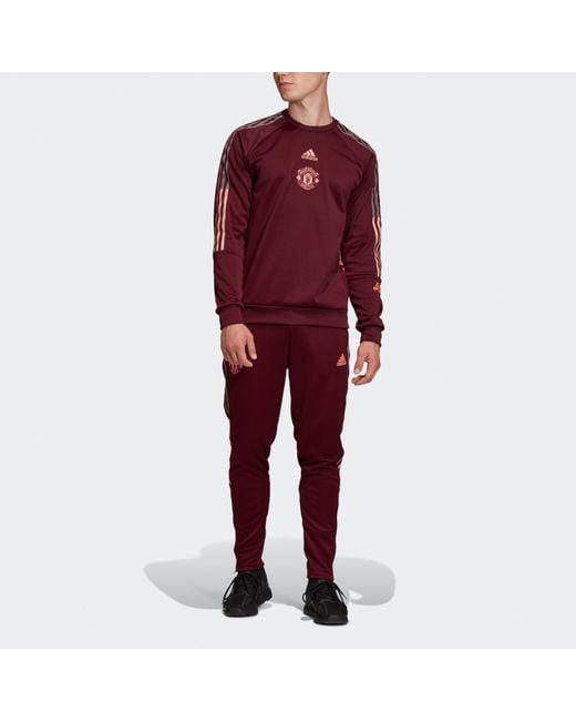 Adidas Red Mufc Travel Swt Manchester United Soccer/Football Sports Pullover for men