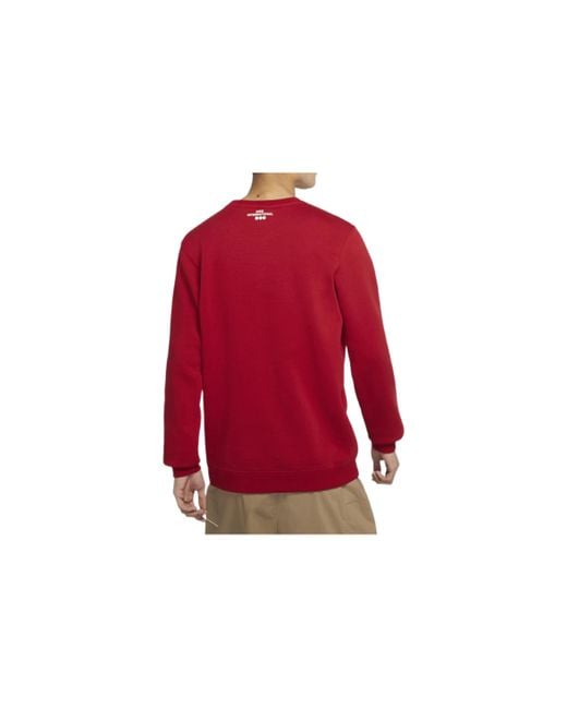 Nike Red Logo Casual Sports Round Neck Pullover for men
