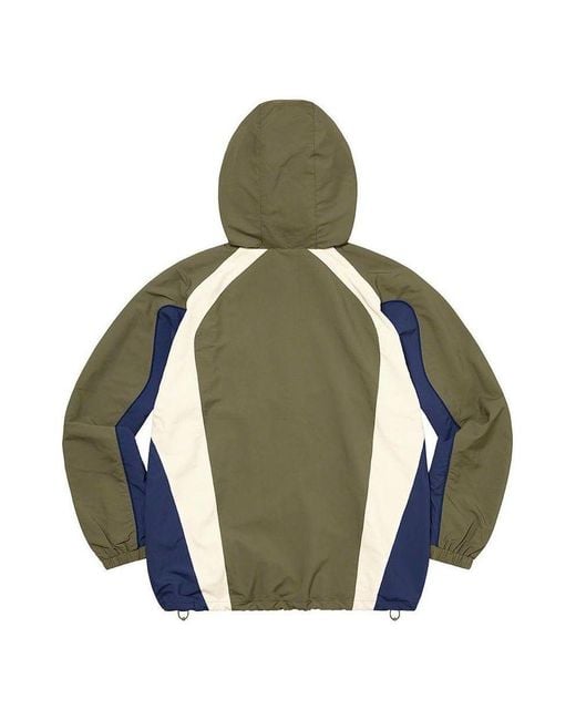 Supreme Green Paneled Half Zip Pullover for men