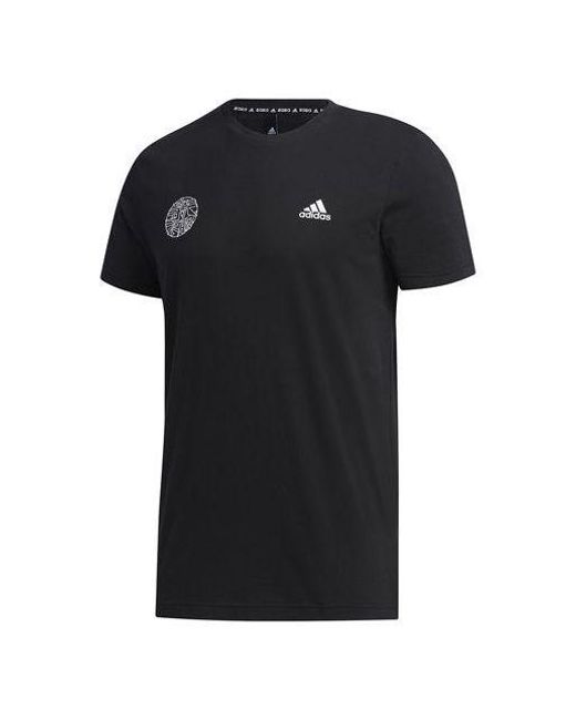 Adidas Black Alphabet Logo Printing Short Sleeve for men