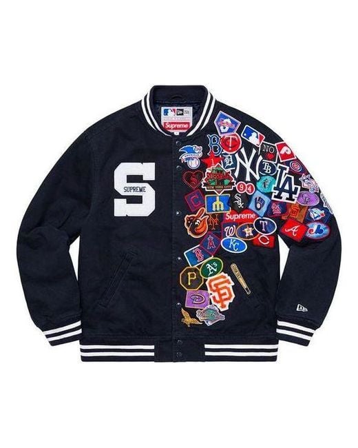 Supreme X New Era X Mlb Varsity Jacket Multi-Color' in Blue for