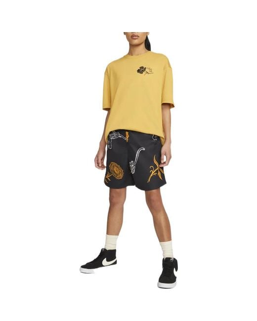 Nike Blue Flowers Printing Full Print Straight Casual Shorts
