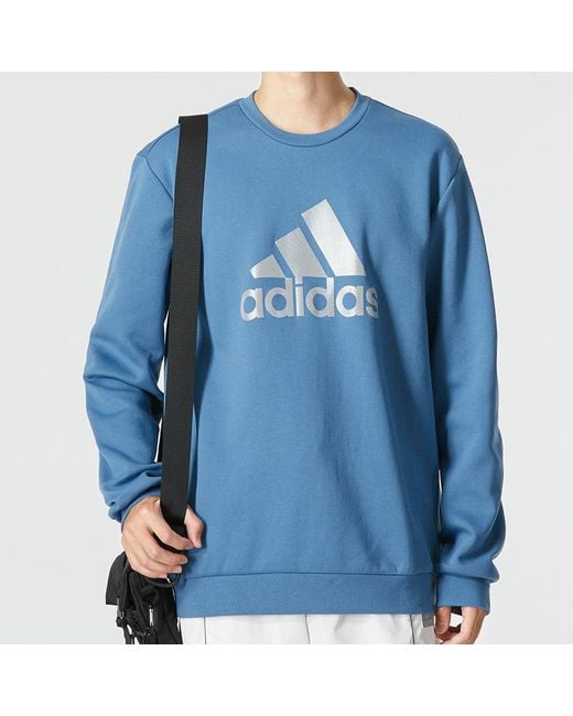 Adidas Blue Mh Crew Swt Athleisure Casual Sports Logo Round Neck Autumn Sky for men
