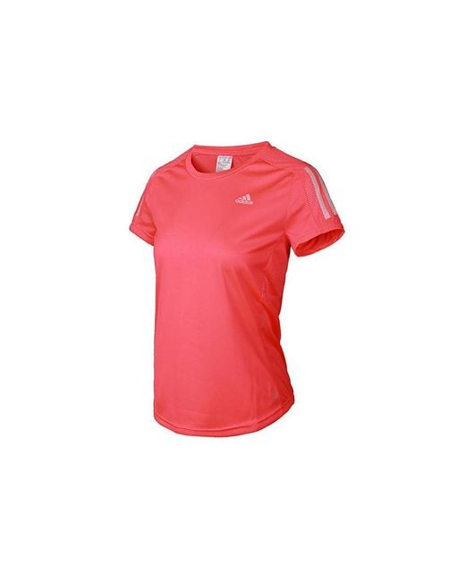 Adidas Pink (Wmns) Own The Run Tee Casual Sports Round Neck Breathable Short Sleeve