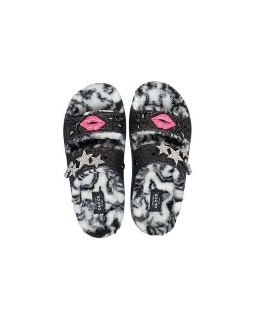 CROCSTM Black Classic Cozzzy Disco Glitter Sandals