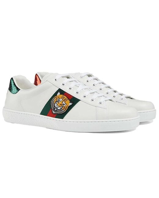 Gucci White Ace Embroidered 'Tiger' for men